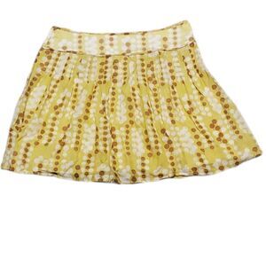 Vintage Y2k Fossil Silk Yellow Dot Printed Retro 70s Inspired Womens Mini Skirt